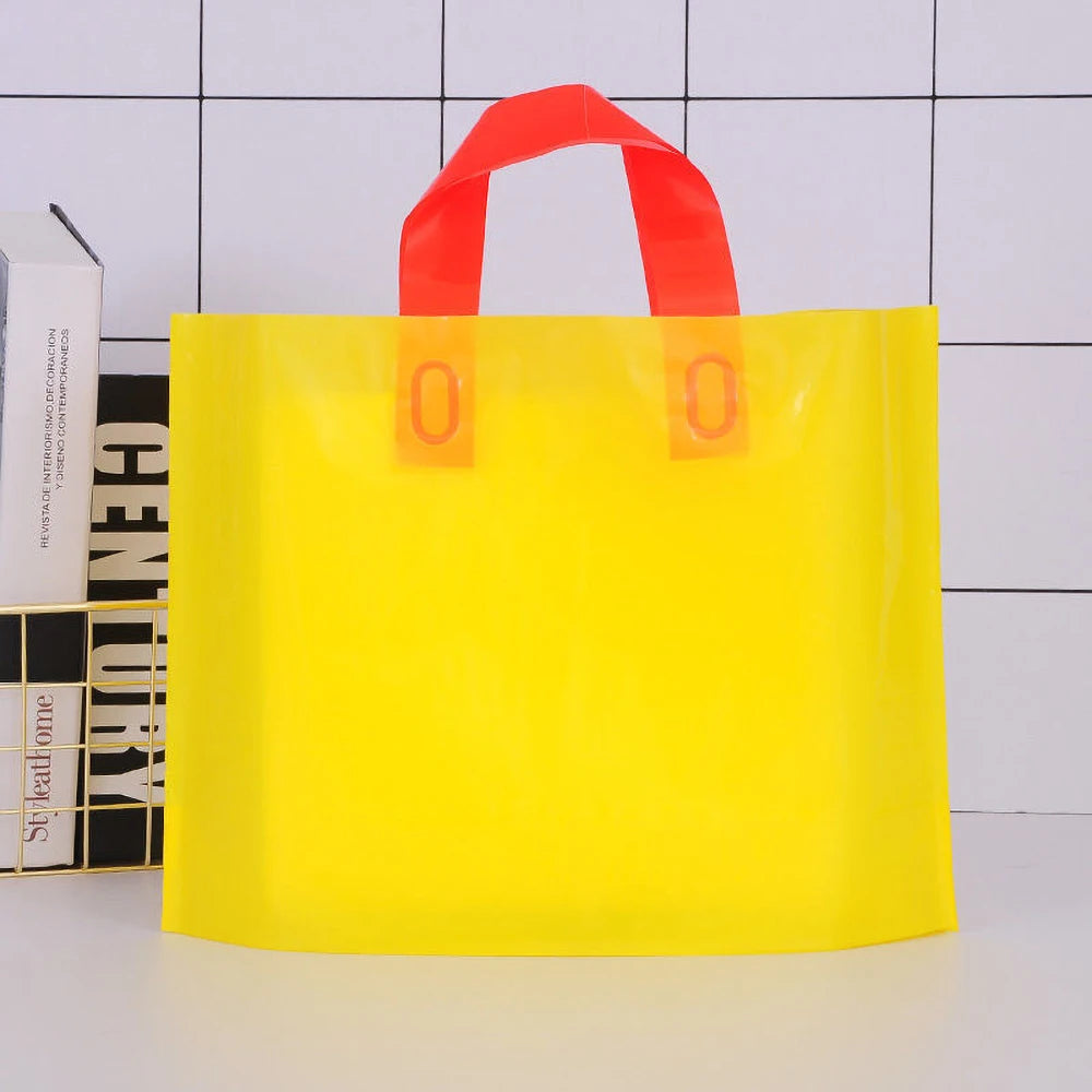 100pcs Custom Logo Colorful Shopping Bags With Handle Plastic Gift Bag Print One Color Logo On Double-sided Free Design Print