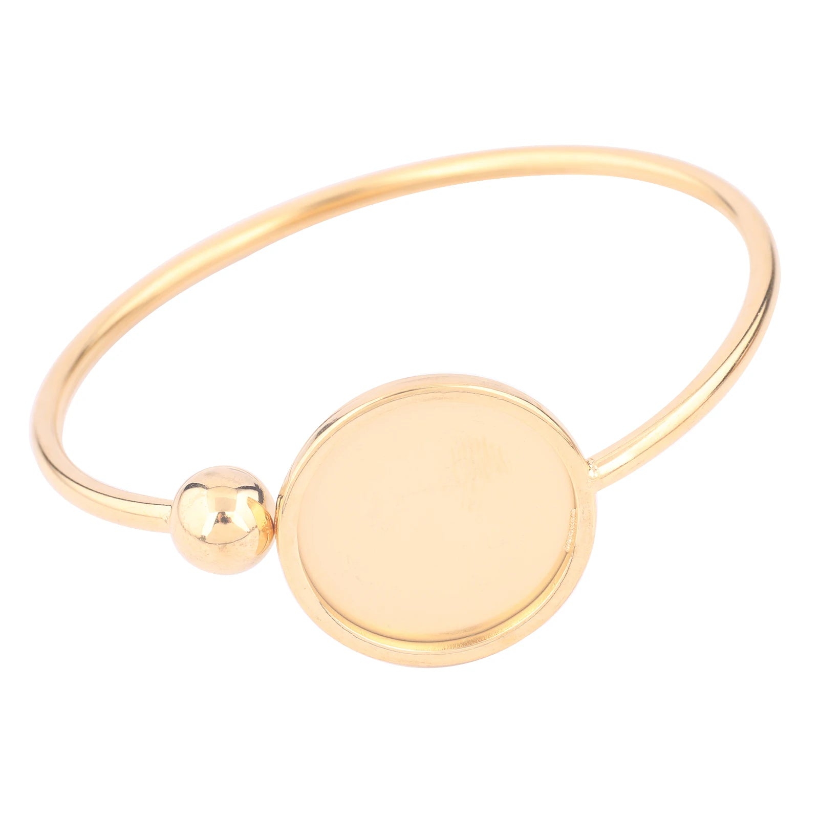 2pcs Stainless Steel 55mm Bendable Cuff Bracelet Base Blanks Gold Plated 20mm cabochon Bangle bezel settings for jewelry making