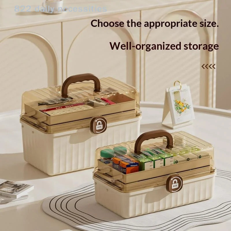 convenient1PC 3 Tier Foldable Medicine Organizer With Multiple Compartments Perfect For Home Daily Medication First Aid Storage