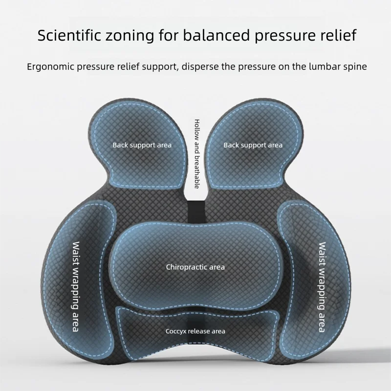 Office Cushion Chair Sitting Waist Support Cushion Seat Backrest Ergonomic Memory Cotton Hemorrhoid Artifact Student Ass Cushion