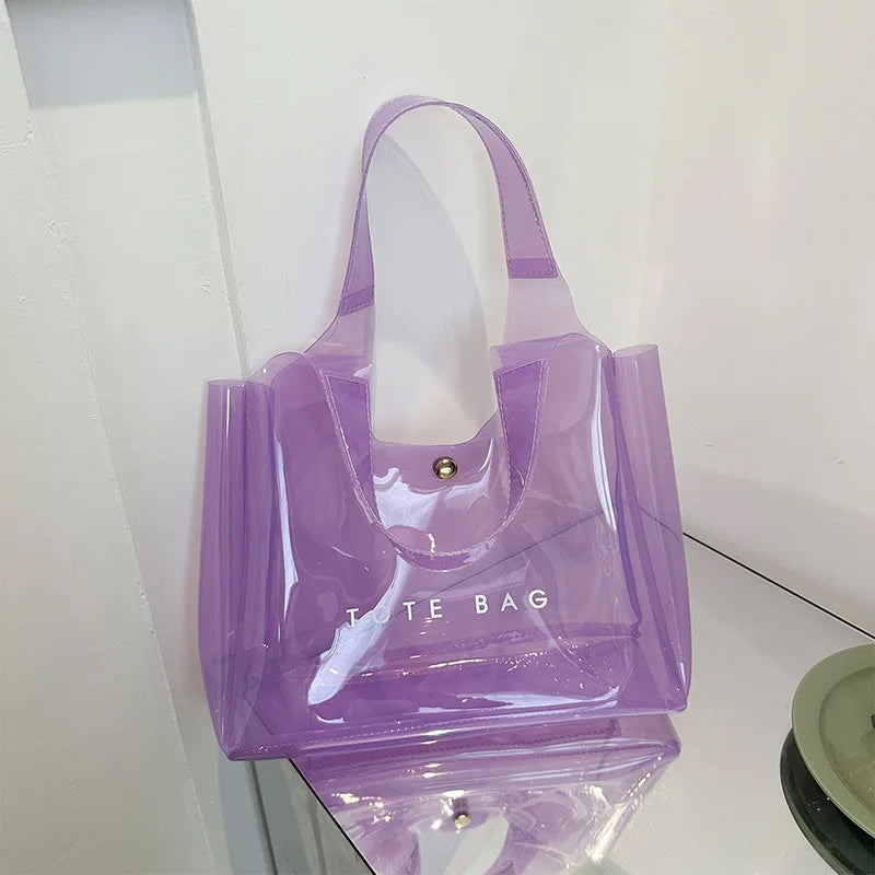 PVC Plastic Transparent Bag Small Tote Bag for Women Jelly Bags Purse and Handbags Mother Kids Bag for Girl Сумка Женская	bolso