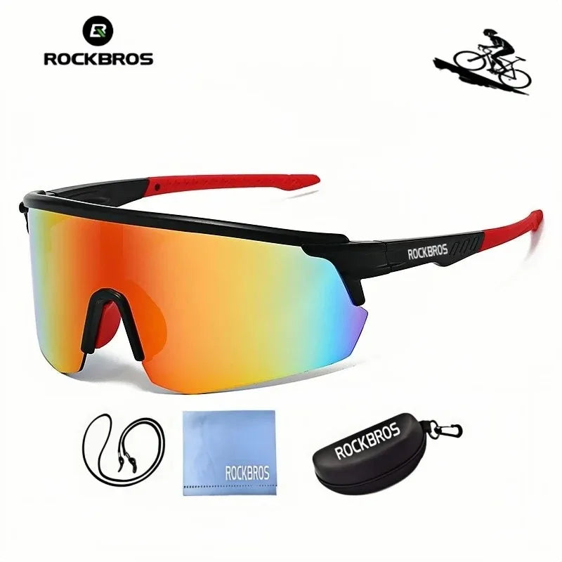 ROCKBROS New Large Lens Riding Windproof Sunglasses, Mountain Bike Glasses, Hiking Camping Fishing Mountaineering UV400 Goggles