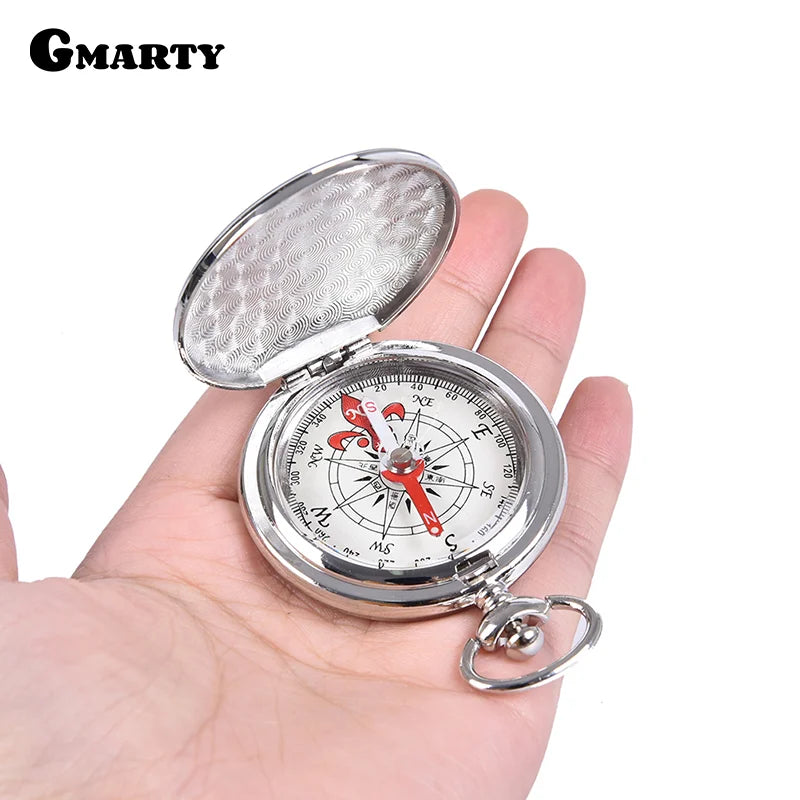 Flip Pocket Watch Compass Portable Hiking Navigation Compass Keychain Outdoor Camping Survival Tool