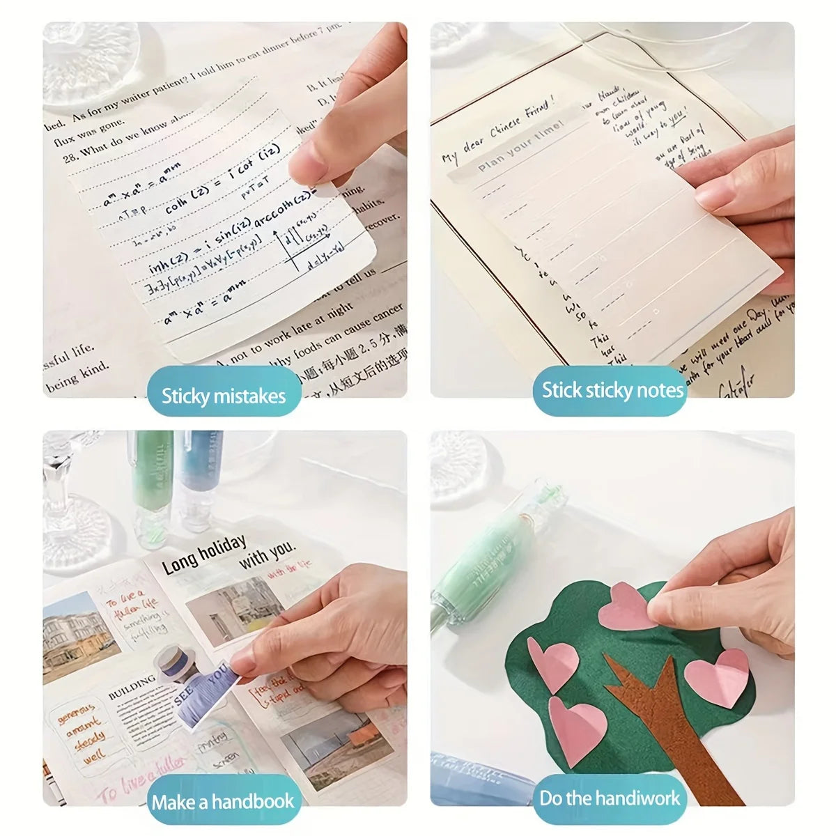 Cute Cartoon Animal Dot Glue Tape Roller, Portable Double Sided Adhesive Tape DIY Scrapbooking  Photo School Office Supplies