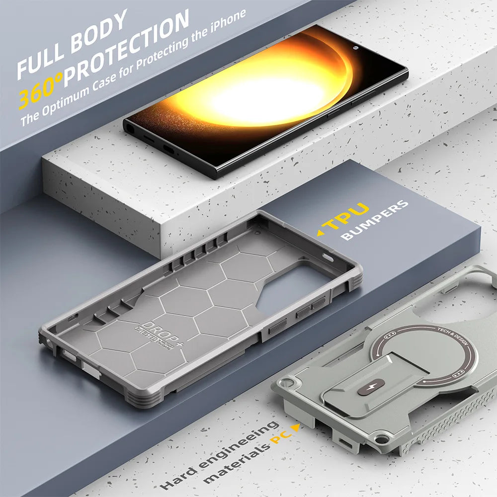 Luxury Armor Magnetic Phone Case for Samsung A56 S26 S24 S25 Ultra A07 A17 A16 A55 A54 A36 A16 A06 Anti-drop Protective Cover