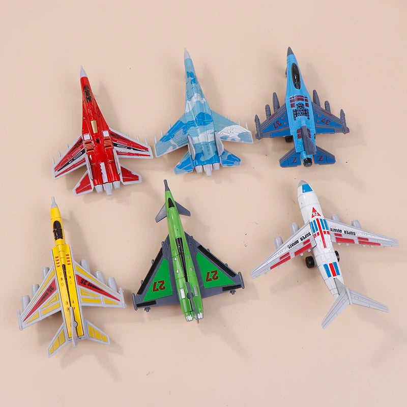 Fighter Model 6Pcs Aircrafts Set MINI Alloy Military Airplane Toys Collection Warplane Decorations For Kids Boys Gift