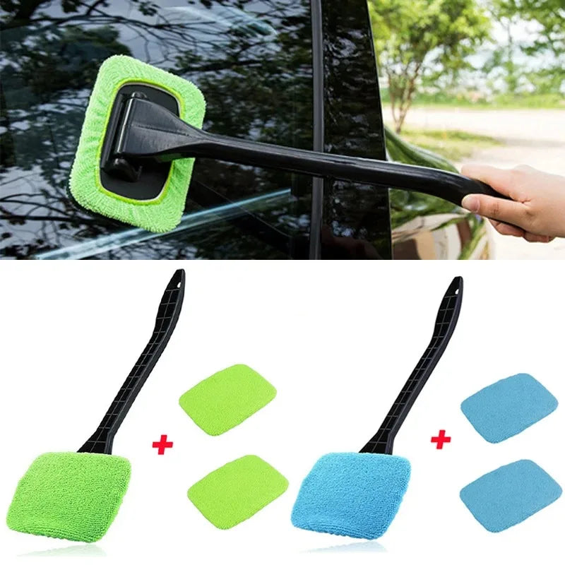 Car Glass Window Cleaner Brush Towel Kit Cleaning Wash Tool Cars Accessories Wash Tools Long Handle Wash Brush Auto Glass Wiper