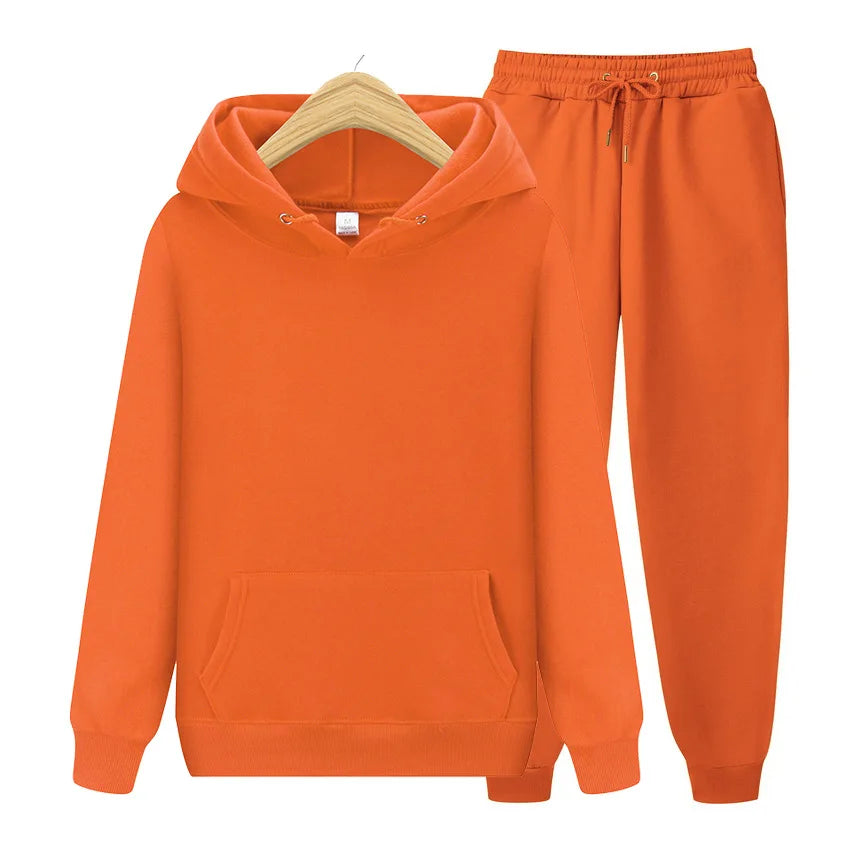 New Womens Solid Color Sets Hoodies Pants Autumn Winter Hooded Sweatshirt Sweatpants Hoodie Pant Hoody Pullover Female Suit