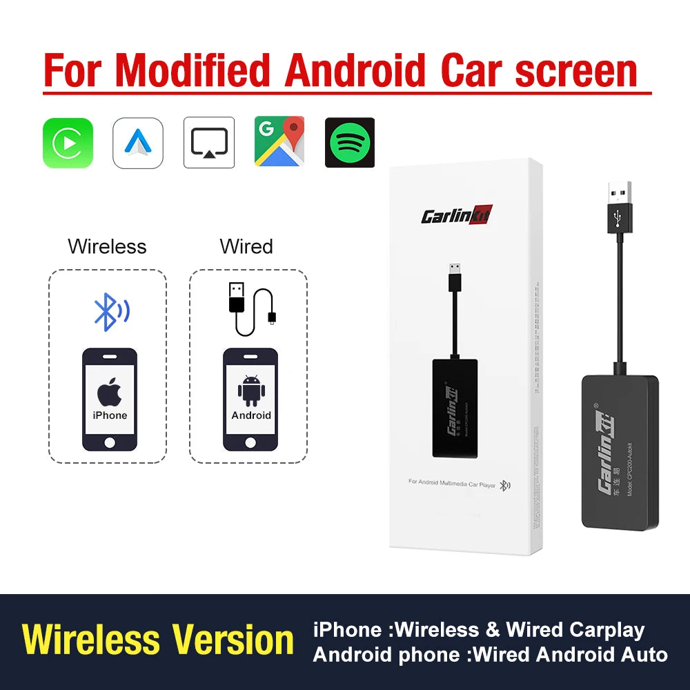 Carlinkit Wireless CarPlay Activator & Android Auto Wired USB Dongle AI Box for Android Radio Unit Bluetooth Charger Mirrorlink