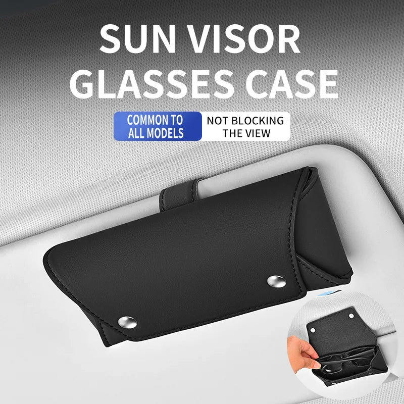 Car Sunglasses Holder Case Universal Auto Sun Visor Glasses Box Clip Sunglasses Holder Fastener Magnetic Eyeglasses Storage Bag
