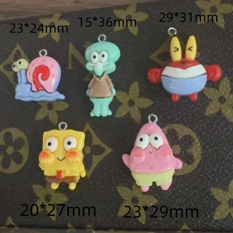 10pcs cartoon resin pendant, DIY jewelry making earrings, keychain accessories