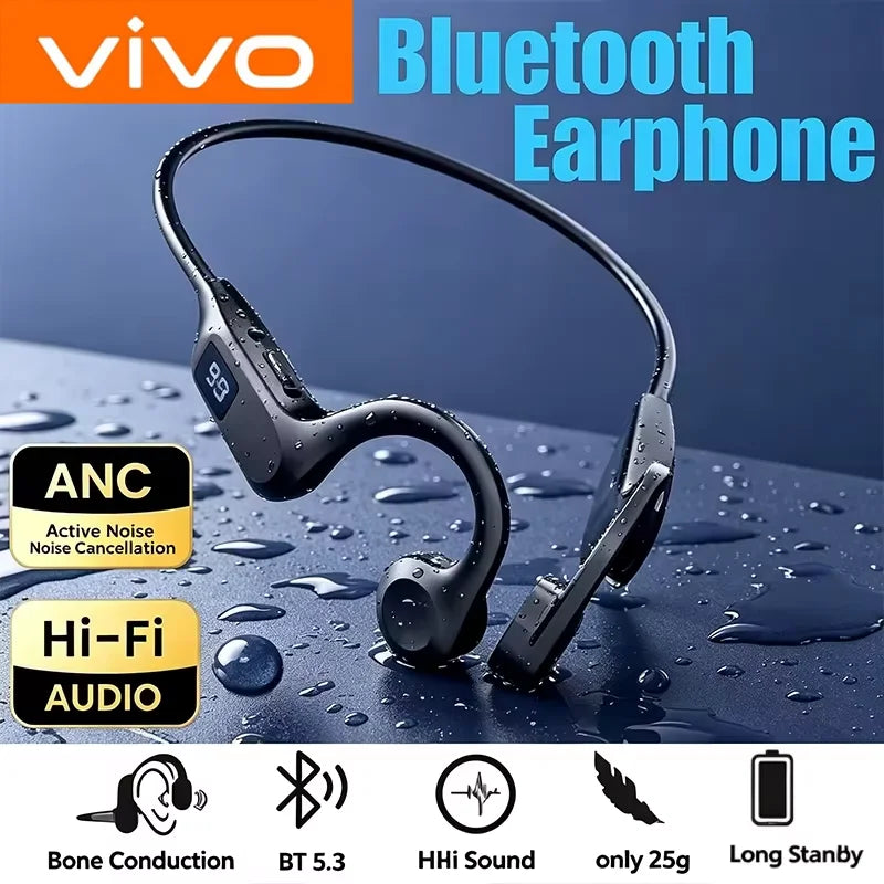 VIVO New X7 Real Bone Conduction  Bluetooth 5.4 Headphone Wireless Earphone Headset Hands-free with Mic for Running Sport
