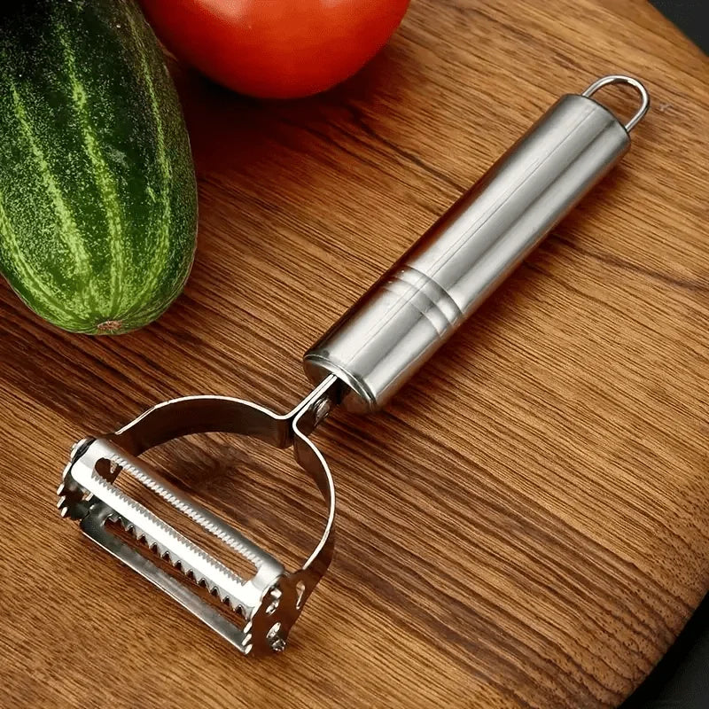 1 piece of stainless steel peeler and slicer, multi-functional potato peeler and fruit/vegetable slicer, manual food processor, heavy-duty durable kitchen tool, essential gadget for Thanksgiving and Christmas