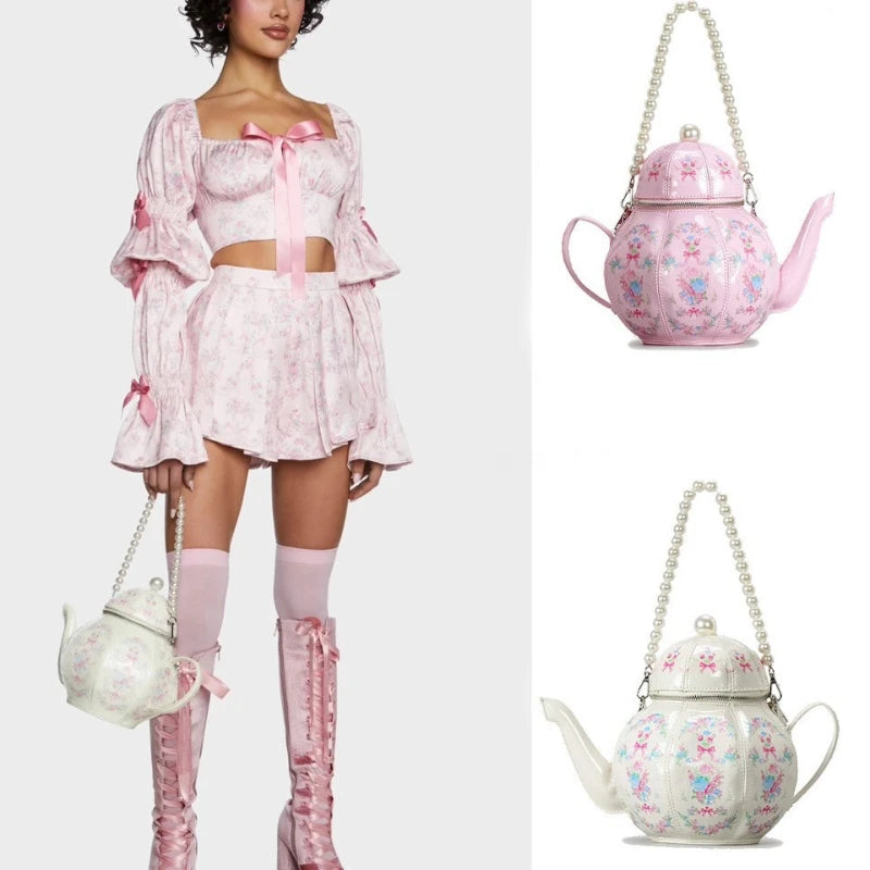 Pearl Chain Teapot Crossbody Bag for Women Shoulder Bags Purse and Handbags Luxury Designer Bags Dinner Bag Сумка Женская	bolso