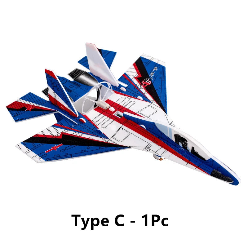 Electric Foam Glider Hand Launch Throwing Airplane with LED Light Automatic Flight Plane Model Outdoor Kids Toys Boys Gifts
