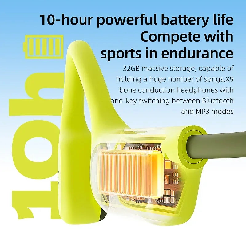 POLVCDG X9 Bone Conduction Swimming Earphones 32G IPX8 Waterproof Open Swimming Running Bicycle Earphones Ear Hanging Earphones