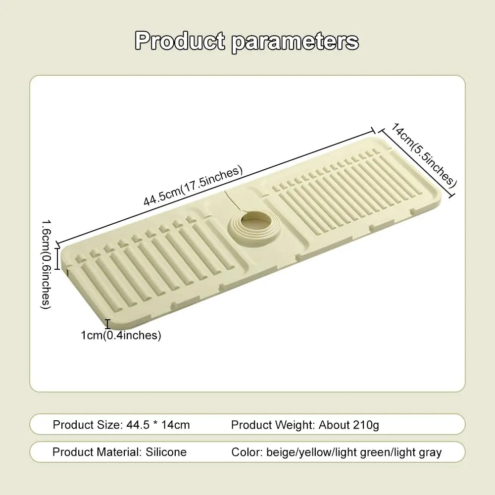 Faucet Mat for Kitchen Sink Countertop Splash Guard, Adjustable Faucet Drip Anti-Slip Mat for Bathroom Sink Draining Pad