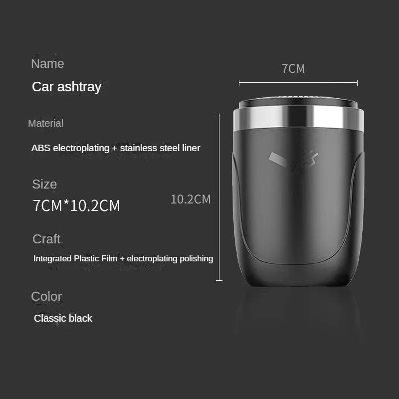 Car Ashtray Multi Functional Metal Inner Liner with LED Lights Press to Open Lid Creative Car Ashtray Car Accessories