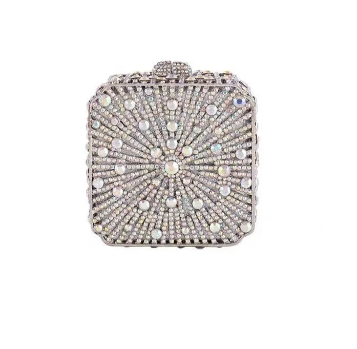 Crystal Rhinestones Diamond Evening Bag Glitter Mini Box Luxury Designer Fashion Clutch Purse For Wedding Party Women Handbag