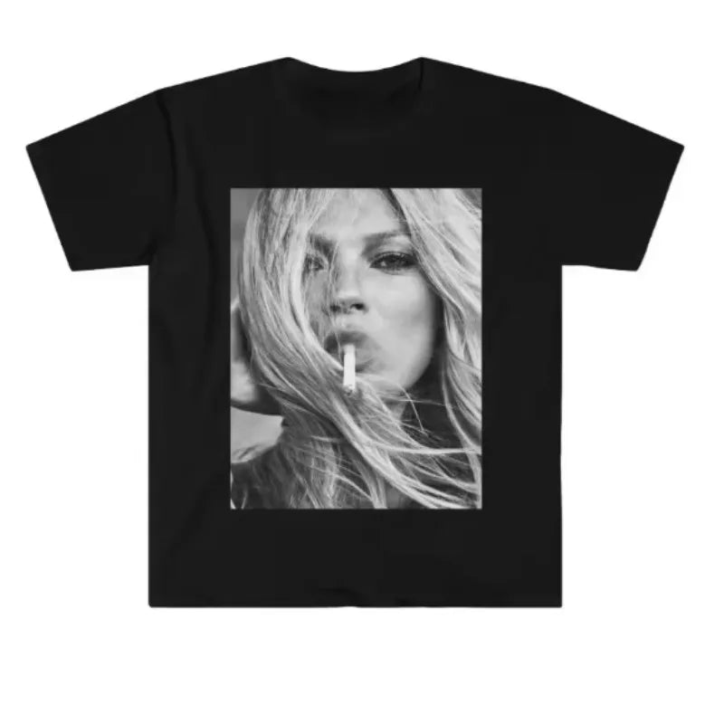Fashion Icon T-shirts Kate Moss 90s Shirts Retro T-shirts 90s Supermodel T-shirts, Retro Printed Shirts 90s Model Prints