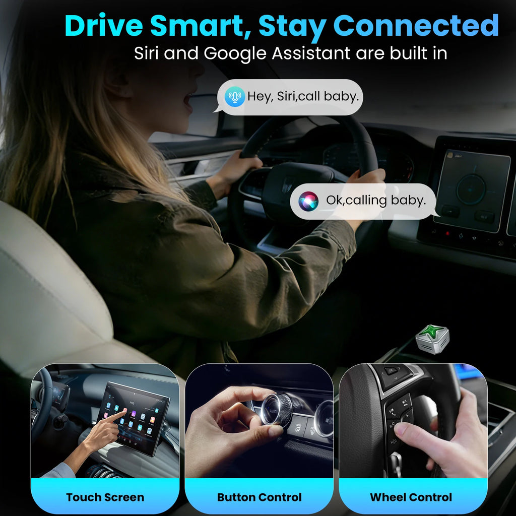 2 IN 1 Wireless CarPlay Adapter, Wired to Wireless carplay Adapter, High-Quality Car Accessory Smart Box 5GHz WiFi Type-C/USB-A