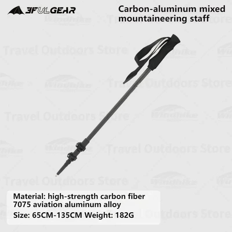 3F UL GEAR Ultralight Hiking 135cm Carbon Fiber/Aluminum Stick Walking Stick Length Adjustable Hiking Accessories - C1T1