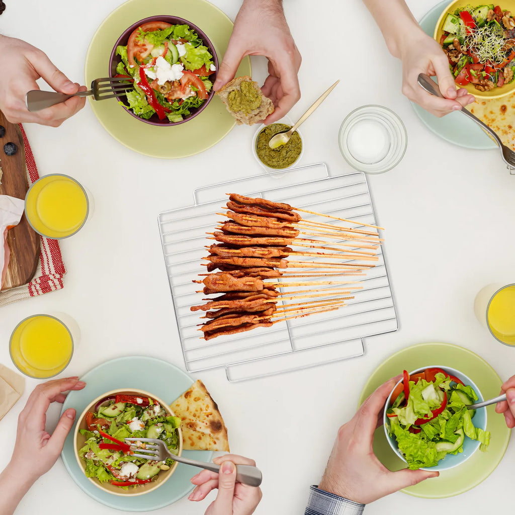 Stainless Steel Grill Net Bbq Wire Mesh Barbecue Roasting Rack for Fish Chicken Pork Chop Camping Picnic Home Kitchen Even Heat
