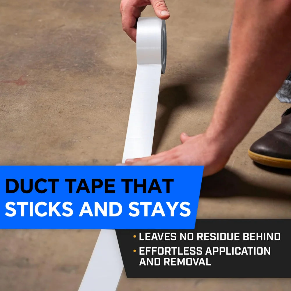 White Heavy Duty Tape, Waterproof, No Residue - White Duct Tape Heavy Duty Waterproof for Home, DIY, B2B Projects, and Repairs