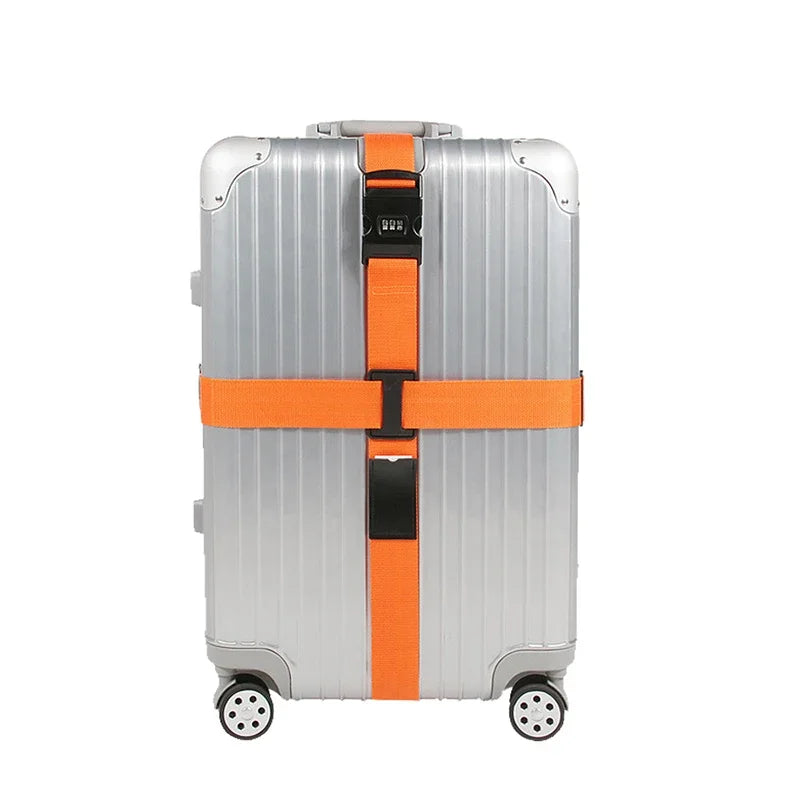 Cipher Lock Suitcase Strap Adjustable Luggage Strap Cross Packing Belt Travel Essential Accessories Suitcase Supplies Fixed Belt