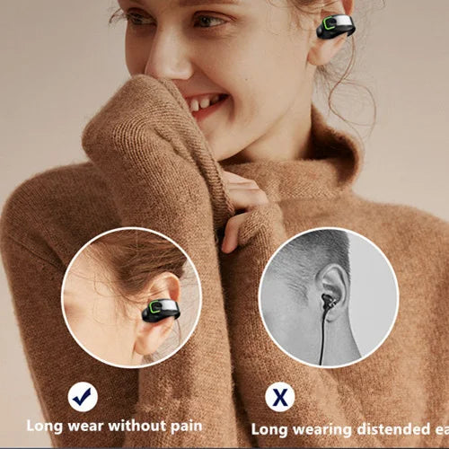 Bluetooth 5.3 Ear Clip Earphone TWS Wireless Headphone Single In-Ear HD HiFi Stereo Touch Control Sports Headset With Microphone