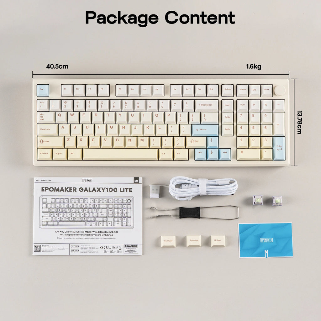 EPOMAKER Galaxy100 Lite QMK/VIA 96% ANSI US Layout Gasket Hot-Swap Wired/2.4GHz/BT Wireless 1800 Aluminum Mechanical Keyboard