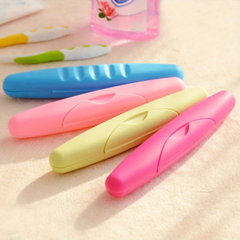 2pcs Portable Travel Toothbrush Case with Solid Color Sealed Lid, Waterproof, Dustproof and Leakproof Toothbrush Holder