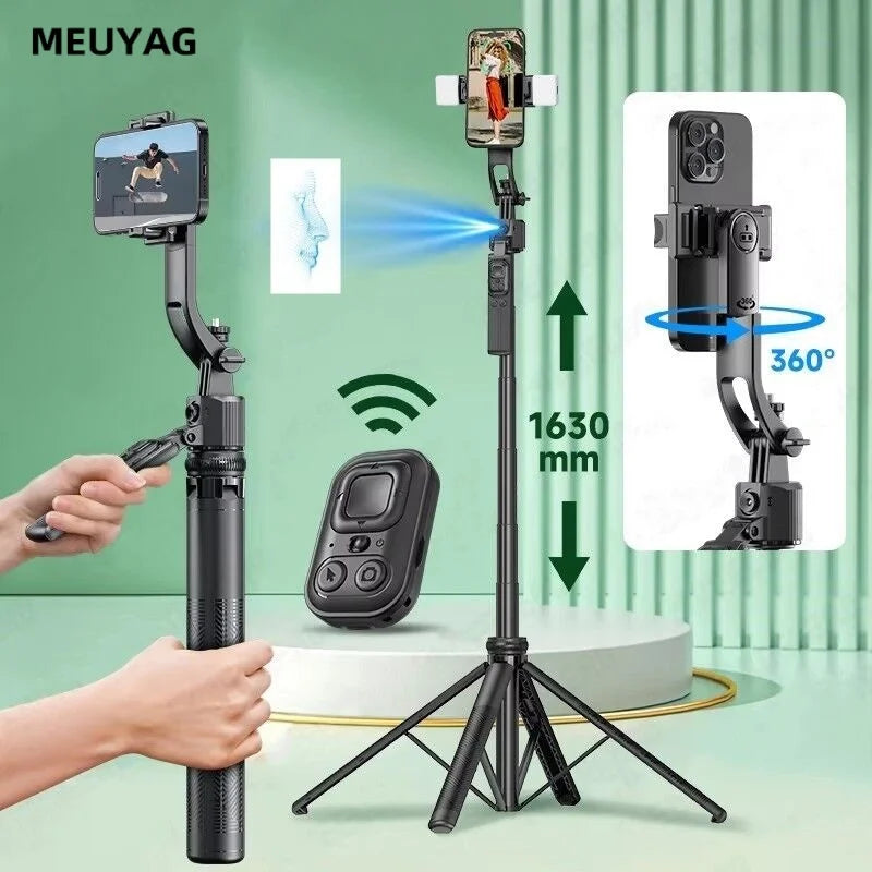 MEUYAG 1.62m AI Follow-Up Selfie Stick Fully Automatic With Bluetooth Remote Intelligent  Anti Shake Pan Tilt Handheld gimbal
