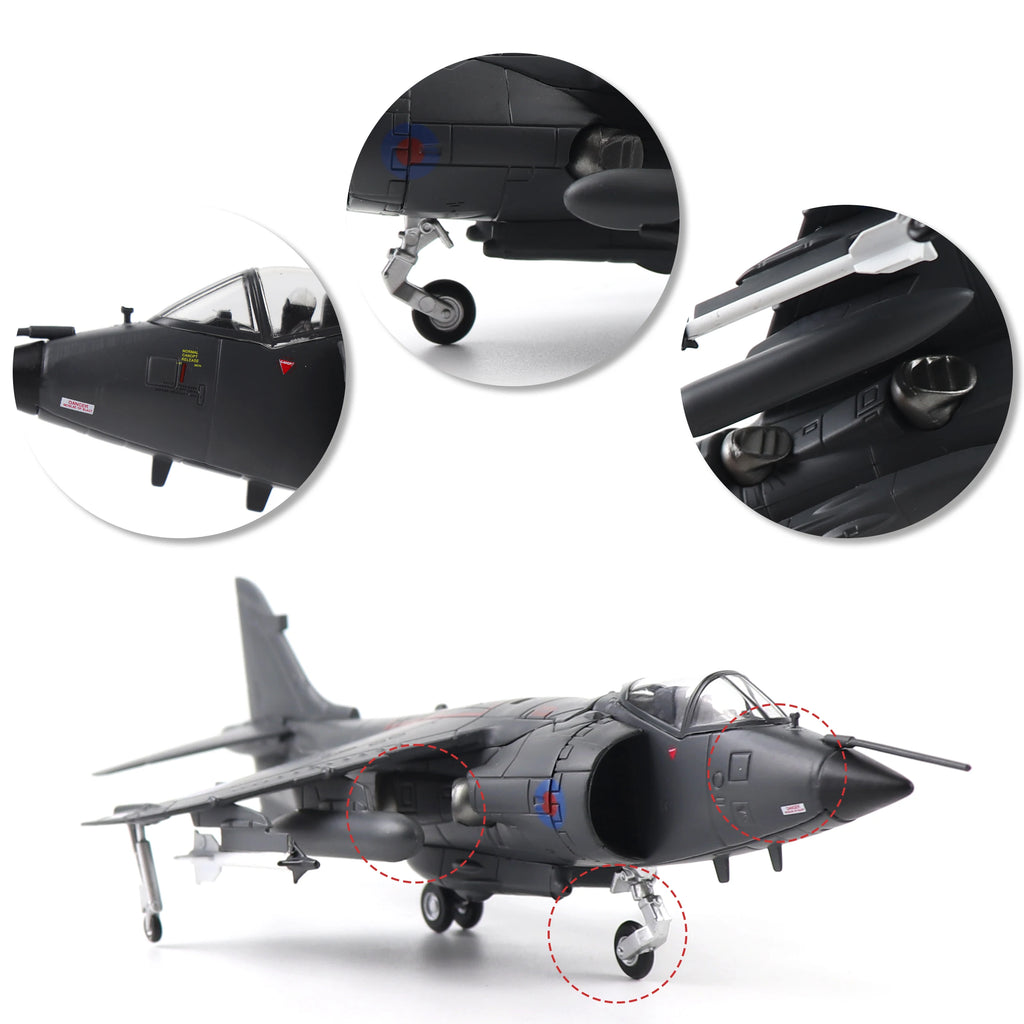 NUOTIE 1/72 Royal Air Force Harrier Jet Pre-Built Diecast Military Model for Display Collection & Gift