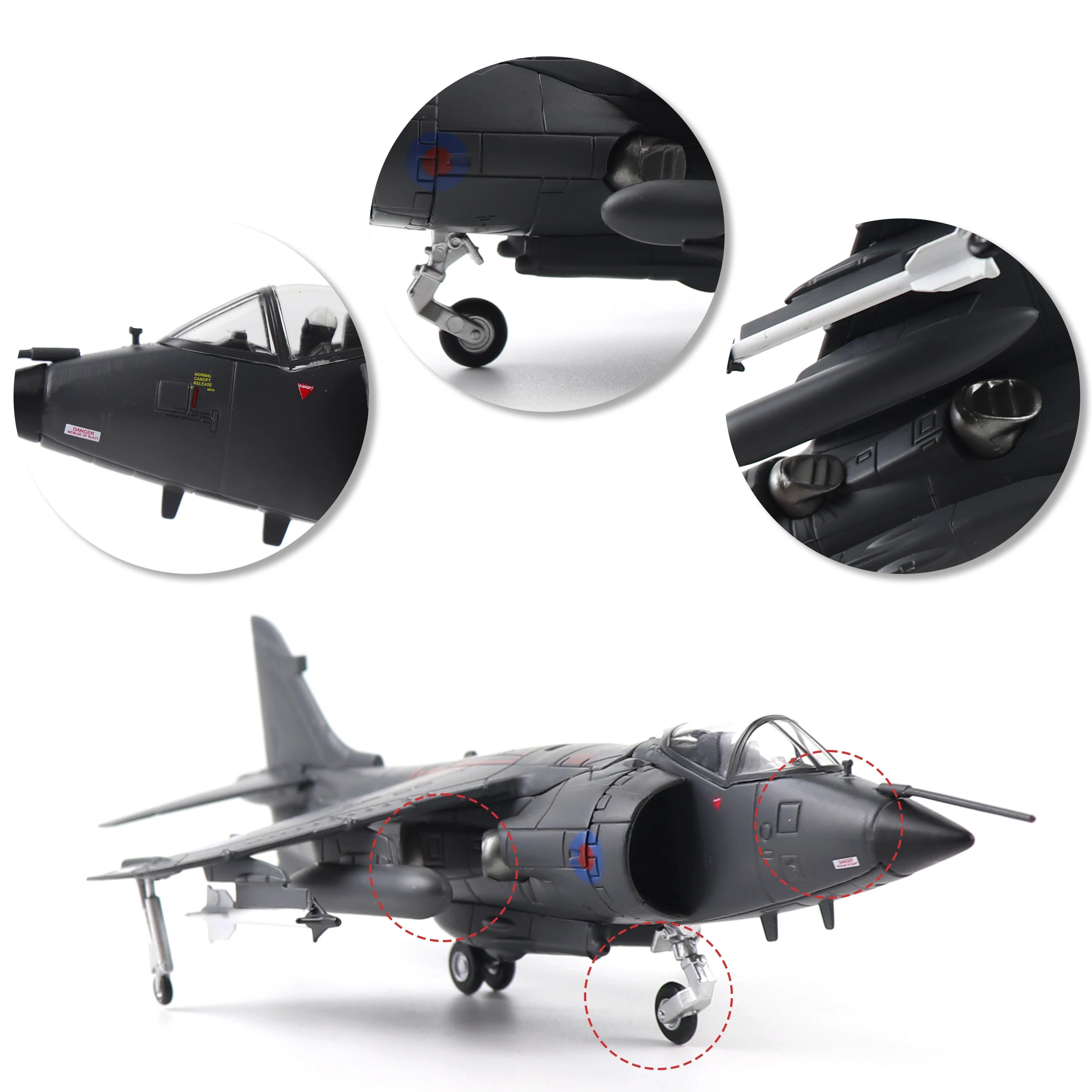 NUOTIE 1/72 Royal Air Force Harrier Jet Pre-Built Diecast Military Model for Display Collection & Gift