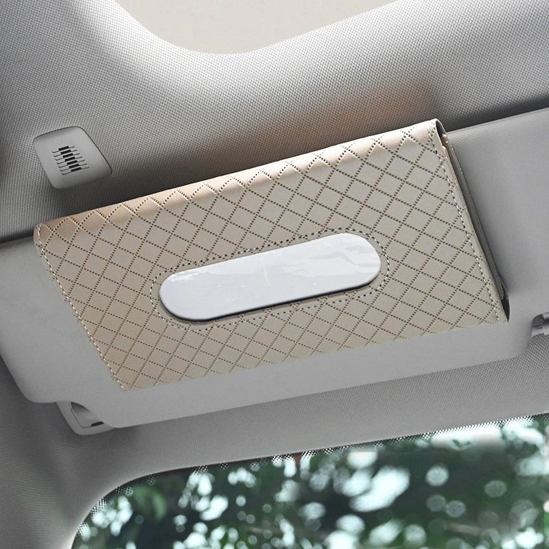 New Car Tissue Box Soft Leather Auto Car Truck Sun Visor Hanging Holder Car Tissue Boxes Auto Interior Storage Accessories