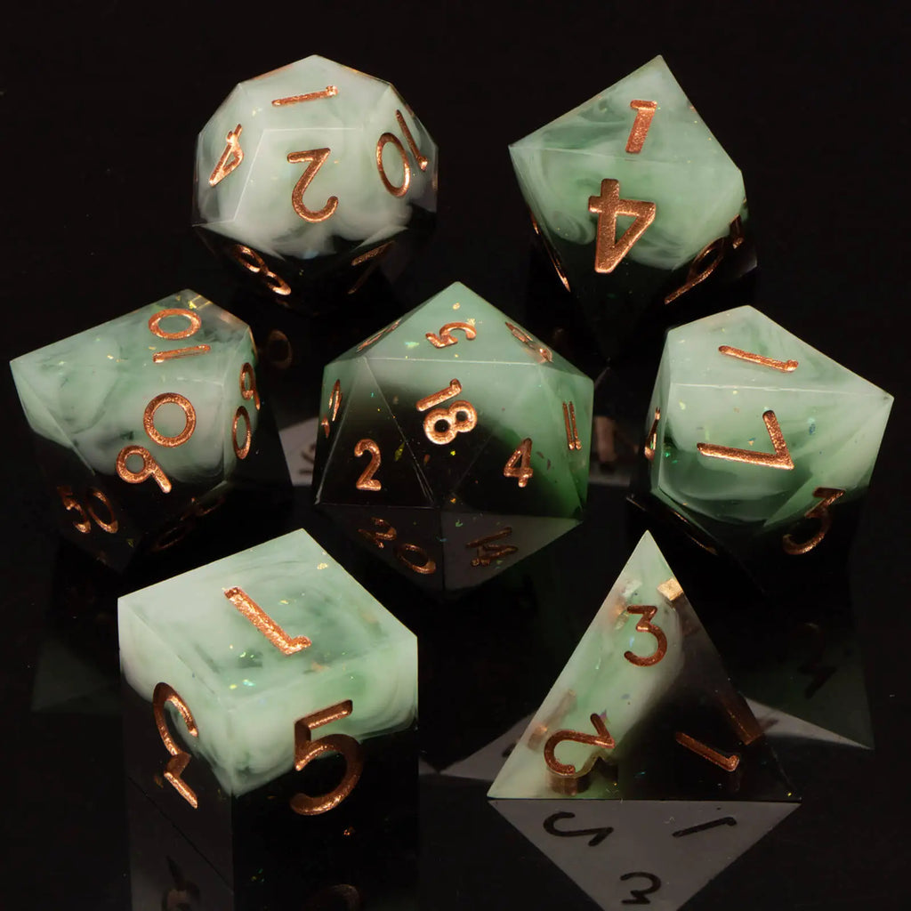 Resin Sharp Edged DND Dice, Handmade Dungeons and Dragons Dice Set D&D, RPG Polyhedral D and D Dice Set for Role Playing Game
