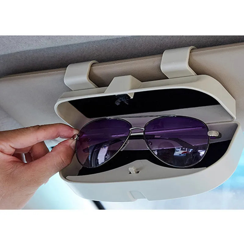 Universal Car Glasses Box Portable Sunglasses Holder Multifunction Driving Eyeglass Holder Sun Visor Lenses Case Car Accessories