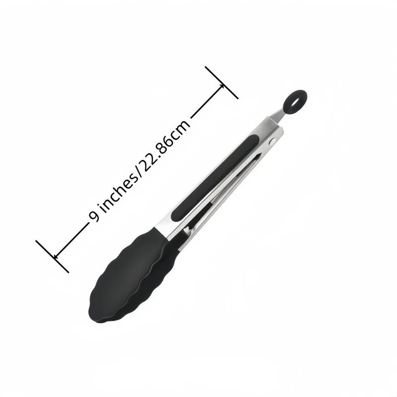 Premium Stainless Steel Silicone Food Tongs 1/3Pcs Non Stick Heat Resistant BBQ Cooking Clamp For Steak Salad Pasta Noodles
