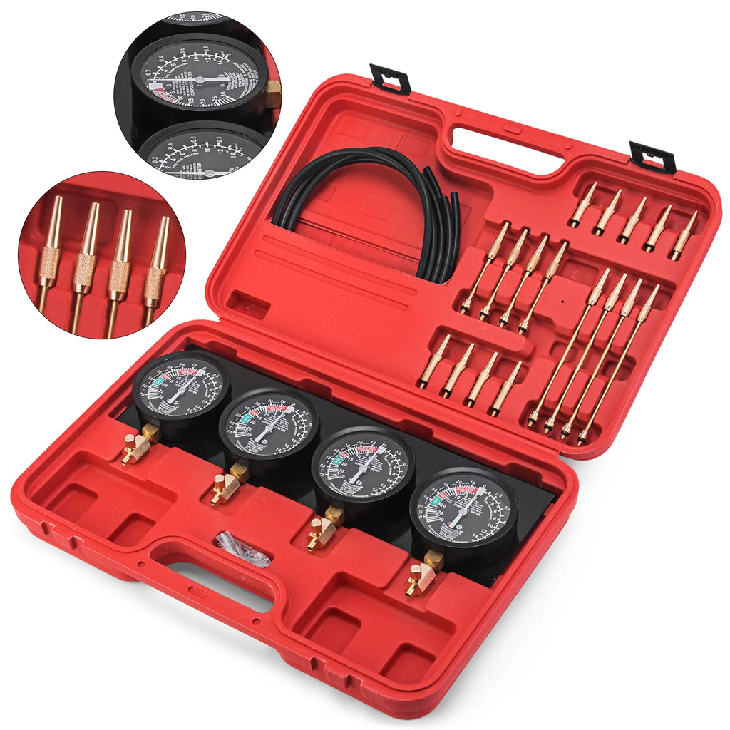 SucceBuy Fuel Vacuum Carburetor Synchronizer Carb Tool sync 4 Gauge Set with Rubber Hose Vacuum Balancer Meter Kit For Motorbike