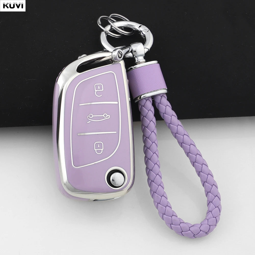 Fashion TPU Car Flip Key Case Cover Shell For Citroen C1 C2 C3 C4 C5 XSARA PICA For Peugeot 306 407 807 For DS DS3 DS4 DS5 DS6
