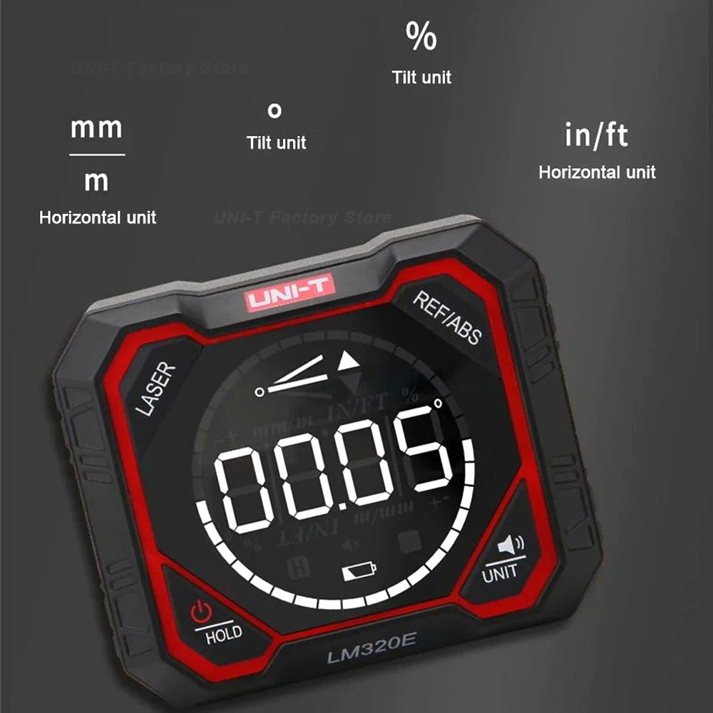 UNI-T LM320F/E/D Digital Inclinometer Laser Angle Meter High Precision 4x90° Relative & Absolute  Measure Magnetic Inclinometer