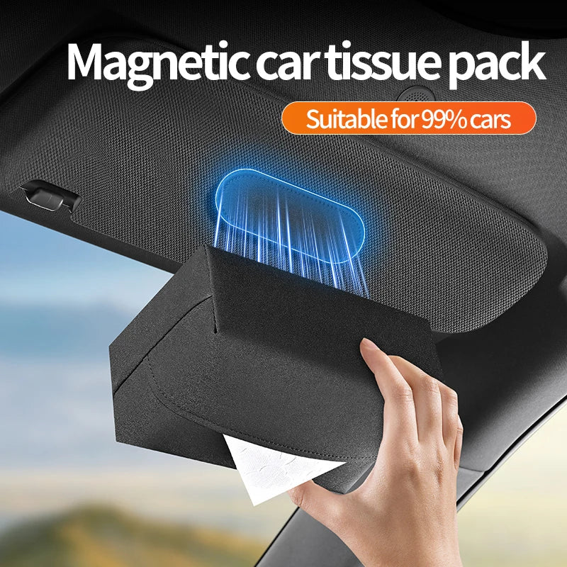 Magnetic car tissue box 2026 new high-end car interior drawer box roof tissue storage car tissue bag