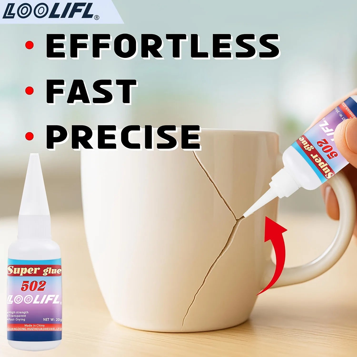 502 Super Glue Waterproof Fast Bonding Clear Adhesive for Glass Window Crystal Ceramic Home Repair