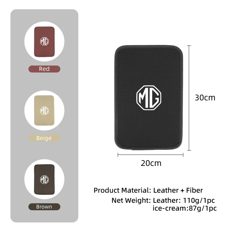 Leather Car Central Armrest Pad Anti Slip Ice Silk Armrest Box Mat For Morris Garages MG 6 3 5 7 TF ZR ZS HS GS GT RX5 RX8 350