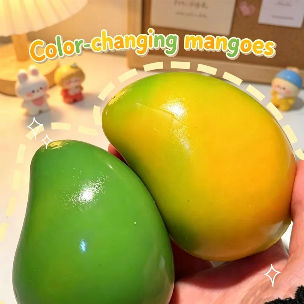 Handmade Crunchy Lemon Mango Stress Ball Squeeze Toy, Color-Changing Squishy Fidget Ball, ASMR Sensory Stress Relief Toy