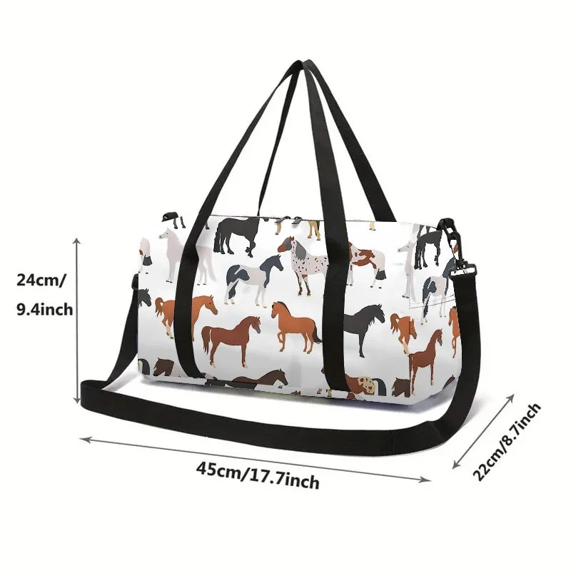 Cartoon Animal Horse Large Capacity Luggage Bag for Boy and Girls Best Gifts 2D Cartoon Travel Duffels Hand Bag for Children