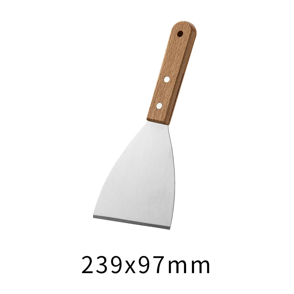 Outdoor Griddle Spatula Stainless Steel Grill Spatula Scraper Flat Spatula Pancake Flipper Hamburger Turner For Grilling JT596