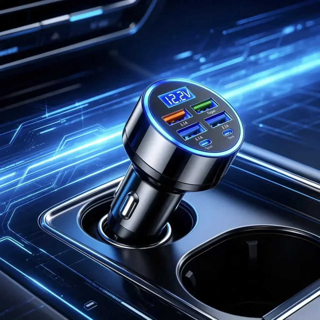 Multi Port Car Charger 6 USB Ports Super Fast Charging Car Cigarette Lighter Splitter Universal Vehicle Phone Charger Adapter