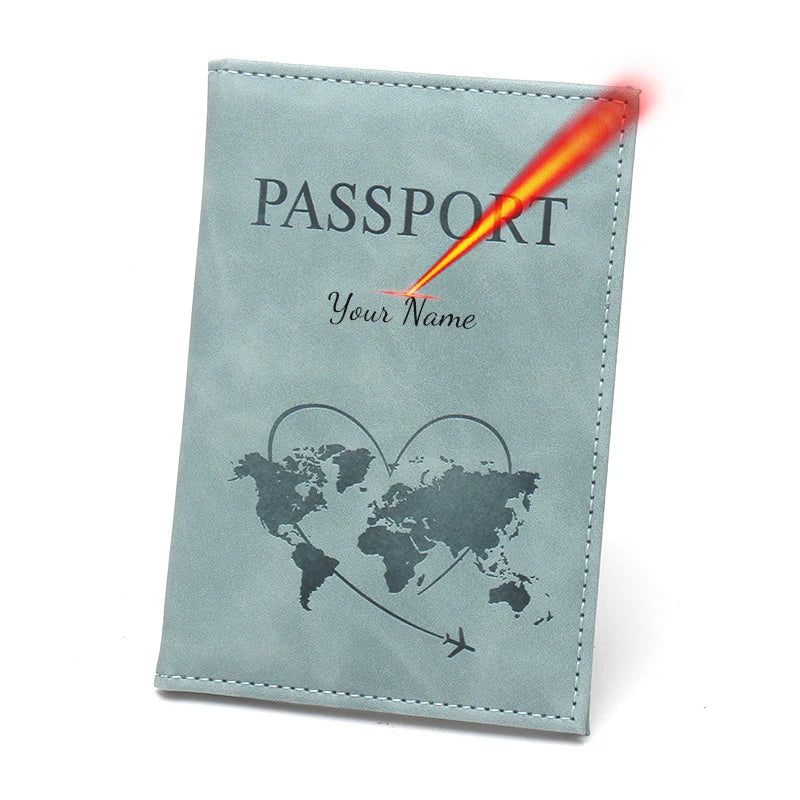 Laser Engarving Name Passport Cover Travel Wallet Pu Case for Passports Passeport Personnalisé Names Number